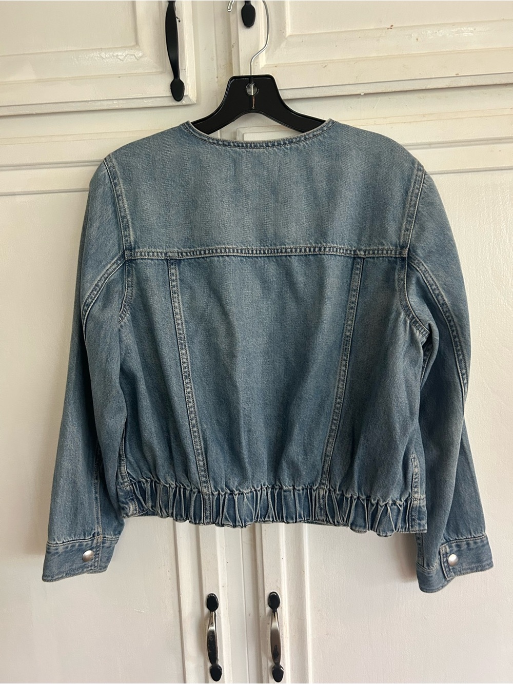 Madewell Faded Blue Round-Neck Denim Jacket - Picture 2 of 3
